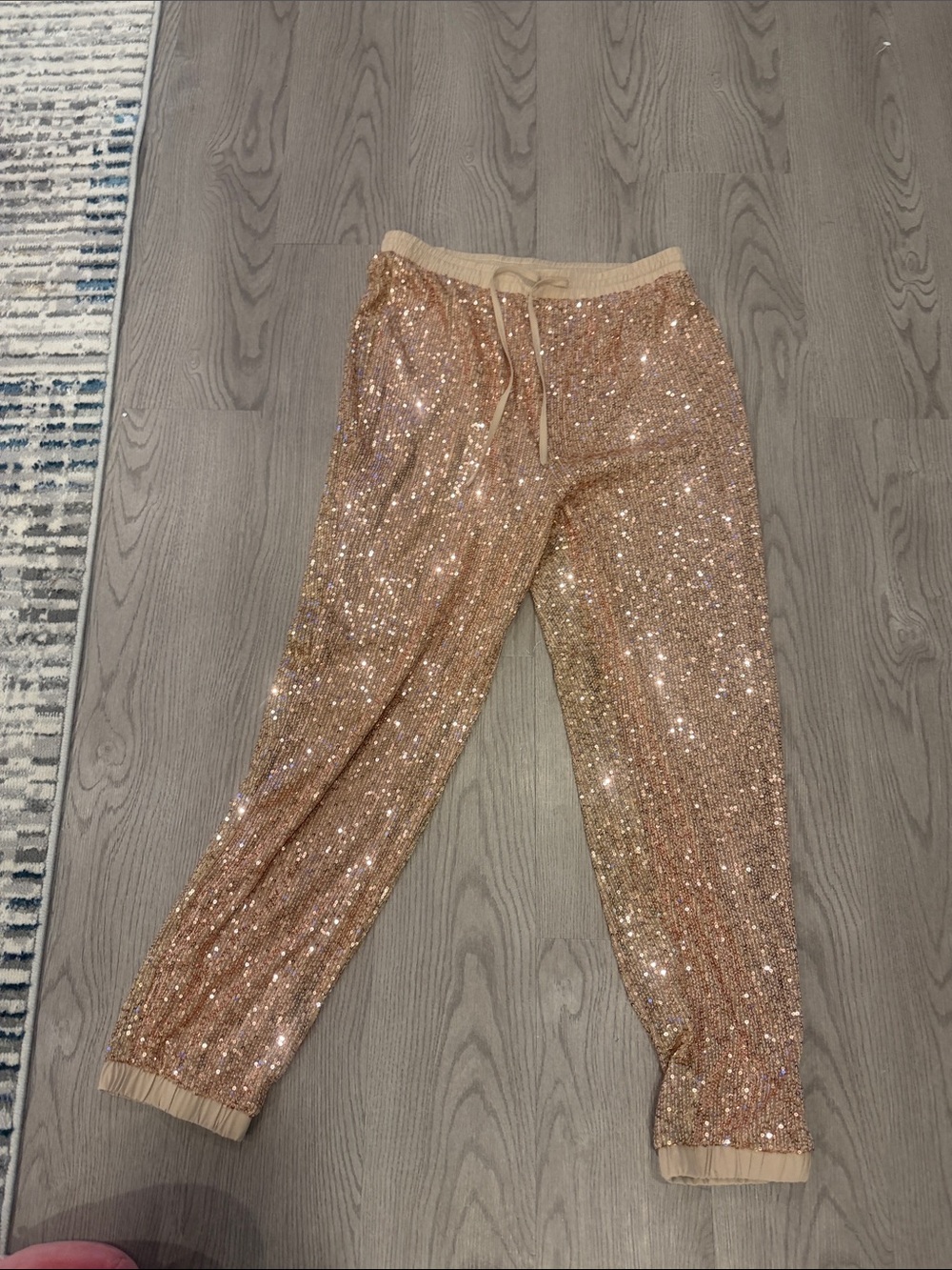 Aqua Girls Sequin Jogger Pants - Rose Gold